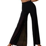Damen Hose mit Überlappendem Rückendesign und Seiteneinsätzen – Schwarz