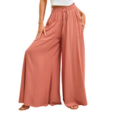 Damen Hose mit weitem Bein und elastischem Bund mit Kordelzug – Orange
