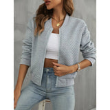 Damen Jacke mit Reißverschluss und Rundhalsausschnitt – Grau