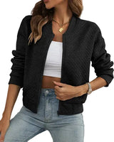 Damen Jacke mit Reißverschluss und Rundhalsausschnitt – Schwarz