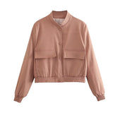 Damen Jacke mit Reißverschluss und zwei Fronttaschen – Pfirsich