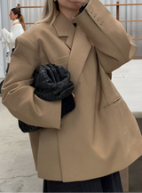 Damen Jacke mit Reverskragen und Einknopfverschluss – Braun