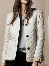 Elegante Damen Steppjacke mit Knopfverschluss – Beige
