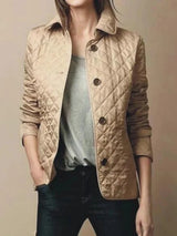 Elegante Damen Steppjacke mit Knopfverschluss – Braun