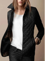 Elegante Damen Steppjacke mit Knopfverschluss – Schwarz