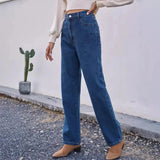 Damen Jeans im Mom-Style in Dunkelblau – Dunkelblau