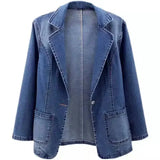 Damen Jeansblazer mit Knöpfen und Taschen – Jeansstoff