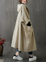Damen Kapuzen Trenchcoat mit großen Taschen – Beige