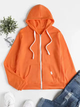 Damen Zip-Hoodie mit Kordelzug – Orange