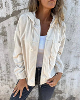 Casual Damen Zip-Up Hoodie mit Kordelzug – Reinweiß