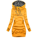 Damen Hoodie mit Herzlinienmuster und Kängurutasche – Gelb