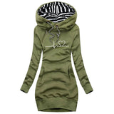 Damen Hoodie mit Herzlinienmuster und Kängurutasche – Grün