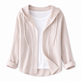 Damen Kapuzenshirt mit Knopfleiste – Khaki