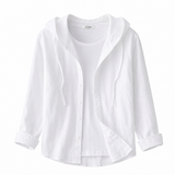 Damen Kapuzenshirt mit Knopfleiste – Weiß