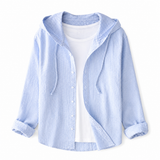 Damen Kapuzenshirt mit Knopfleiste – Blau