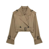 Damen Kurz Trenchjacke mit doppelter Knopfanordnung – Niemiecki