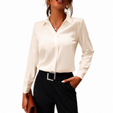Damen Langarm Bluse mit Kragen und verdeckter Knopfleiste – Pfirsich