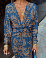 Chrissy | Langarm Maxikleid – Blau