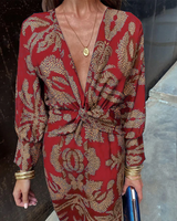 Chrissy | Langarm Maxikleid – Rot