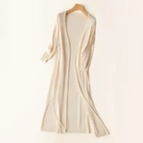 Damen Lange Offene Strickjacke mit Langarm – Beige