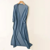 Damen Lange Offene Strickjacke mit Langarm – Blau