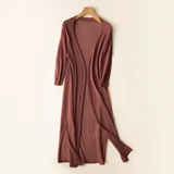 Damen Lange Offene Strickjacke mit Langarm – Café