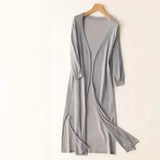 Damen Lange Offene Strickjacke mit Langarm – Grau