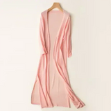 Damen Lange Offene Strickjacke mit Langarm – Rosa