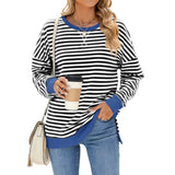 Oversized Sweatshirt für Damen mit Streifenmuster – Schwarz