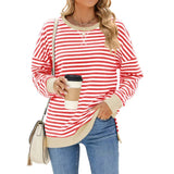 Oversized Sweatshirt für Damen mit Streifenmuster – Rot