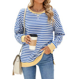 Oversized Sweatshirt für Damen mit Streifenmuster – Blau