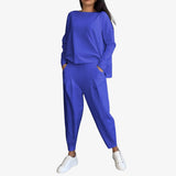 Damen Langarm Zweiteiler für Komfort und Stil – Blau