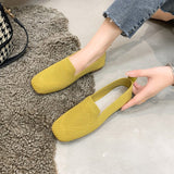 Damen Loafer mit perforierter Oberfläche und quadratischem Zehenbereich – Gelb