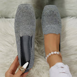 Damen Loafer mit perforierter Oberfläche und quadratischem Zehenbereich – Grau