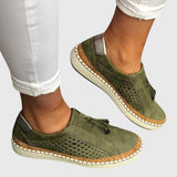 Damen Loafer mit Quaste auf dem Vorderblatt und Lochmuster an den Seiten – Grün