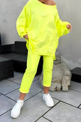 Damen Loungewear-Set mit Oversized Top und Jogginghose – Gelb