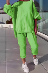 Damen Loungewear-Set mit Oversized Top und Jogginghose – Grün