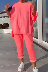 Damen Loungewear-Set mit Oversized Top und Jogginghose – Rosa
