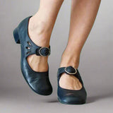 Damen Mary-Jane Schuhe mit Schnallenriemen und Ausschnitten – Blau