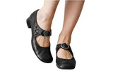 Damen Mary-Jane Schuhe mit Schnallenriemen und Ausschnitten – Schwarz
