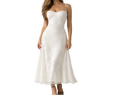 Damen Maxikleid mit Herz-Ausschnitt und Trägern – Weiß