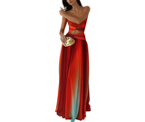 Damen Maxikleid mit trägerlosem Oberteil und Farbverlauf – Rot