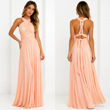 Damen Maxikleid mit überkreuztem Halsteil – Rosa