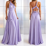 Damen Maxikleid mit überkreuztem Halsteil – Lila