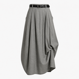 Damen Maxirock mit hohem Bund, Gürtelschlaufen und Seitentaschen – Grau