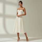 Damen Midikleid mit Blumenmuster und schmalen Trägern – Weiß