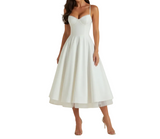 Damen Midikleid mit Korsettoberteil und schmalen Trägern – Weiß