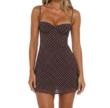 Damen Minikleid mit Punktmuster und schmalen Trägern – Niemiecki