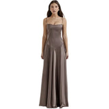 Damen Minimalistisches Maxikleid mit Spaghettiträgern – Braun