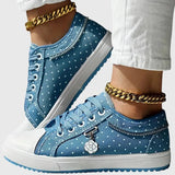 Damen Sneaker mit Blumendetail – Himmelblau
